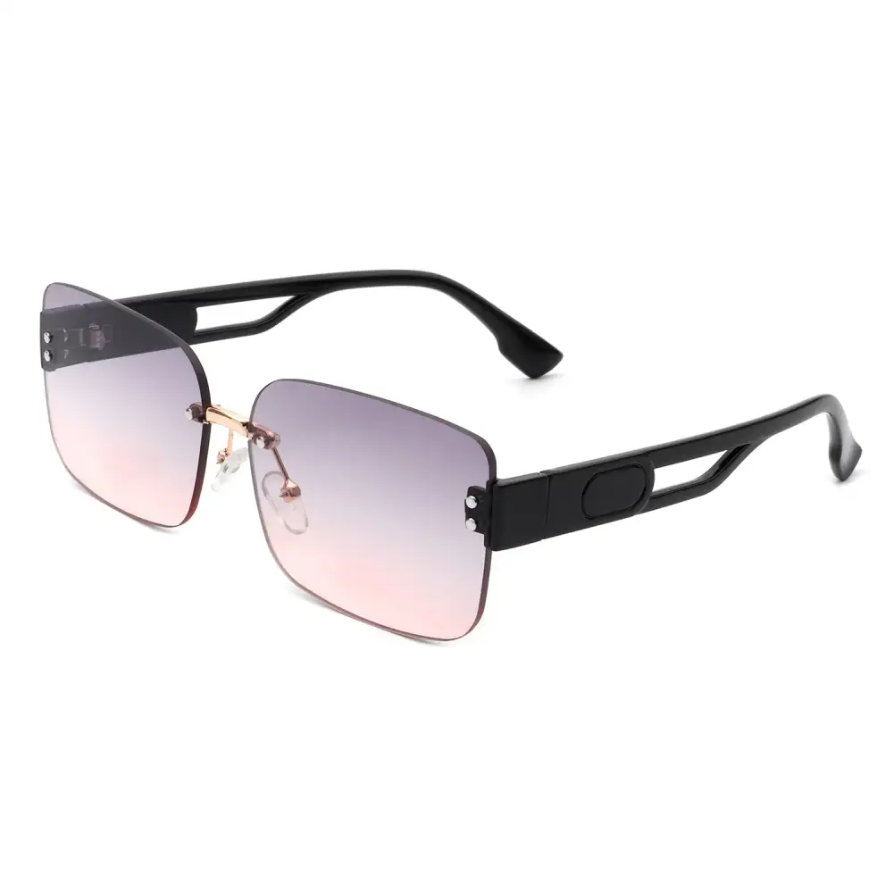 Scalloped Rectangle Square Frame Sunglasses