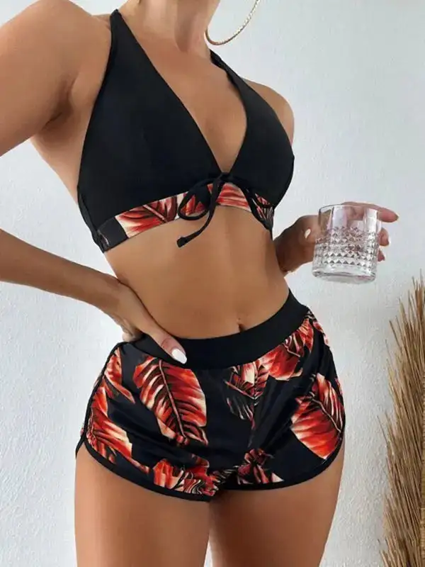 Multi Printed Layered Bikini Swim Set