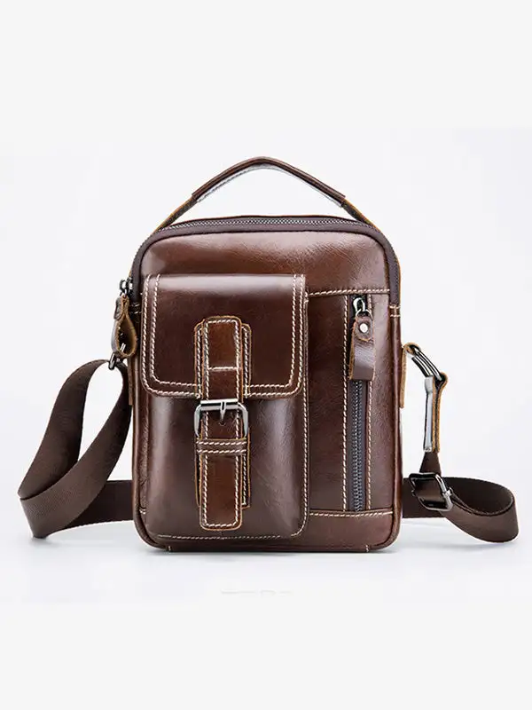 Solid Multi-layer Pocket Casual Crossbody Bag