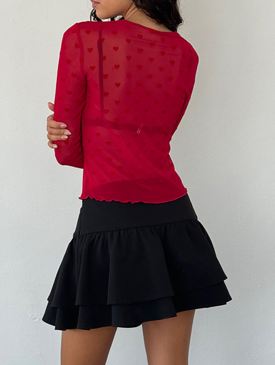 Shirt In Red Heart Flocked Mesh