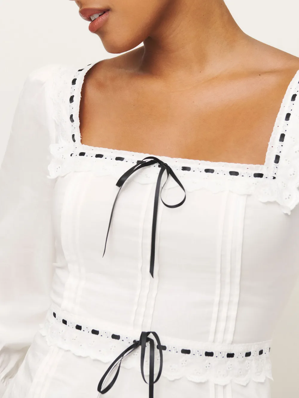 Studded Square Neck Puff Sleeve Blouse