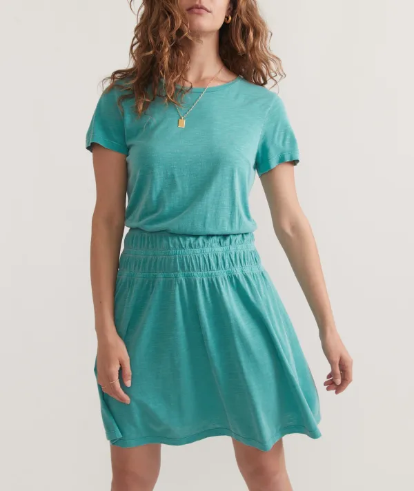 Teal Short Sleeve Mini Dress