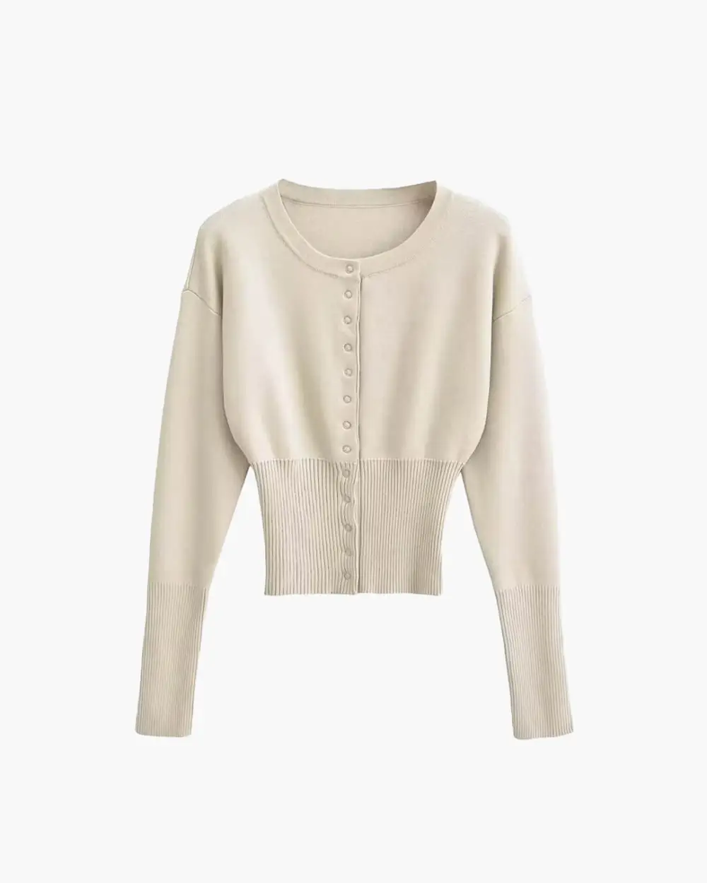 Draped Knit Button Front Blouse