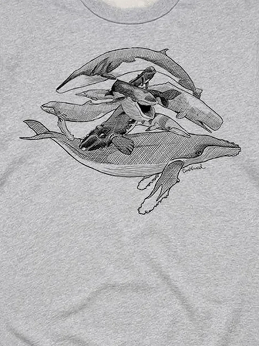 Simple whale pattern versatile casual sports shirt