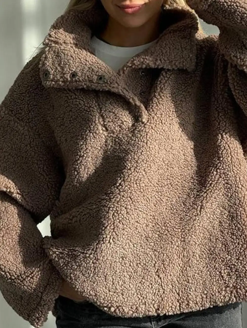 Layered Fit Lapel Sweatshirt Jacket