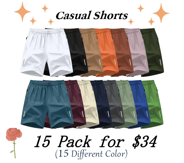 Men's Solid Color Zipper Pocket Shorts