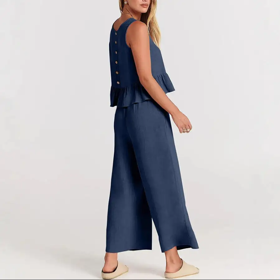 Women's Wide Leg Pants And Sleeveless Top Set