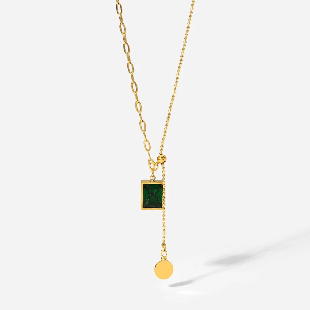 Pendant Paperclip Square Chain Necklace
