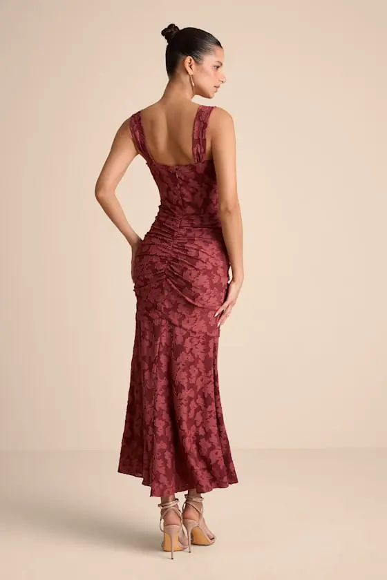 Celeste Yellow Floral Burnout Bustier Maxi Dress