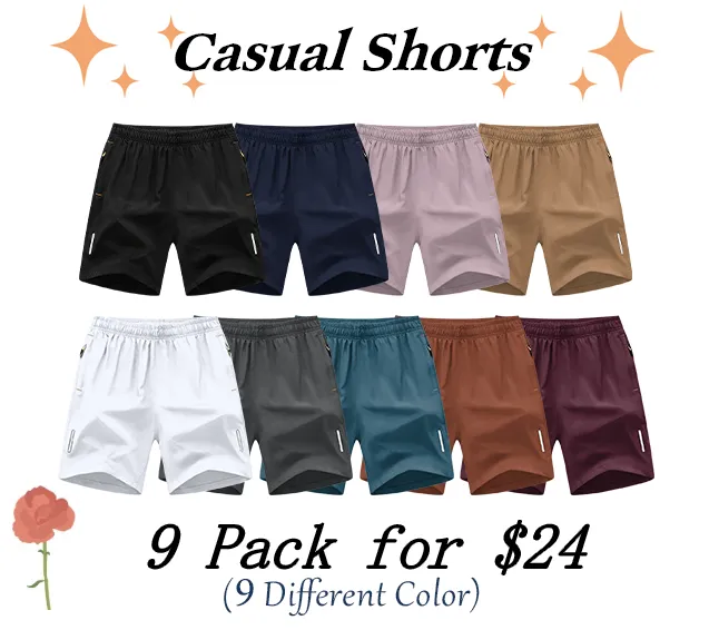 Men's Solid Color Zipper Pocket Shorts