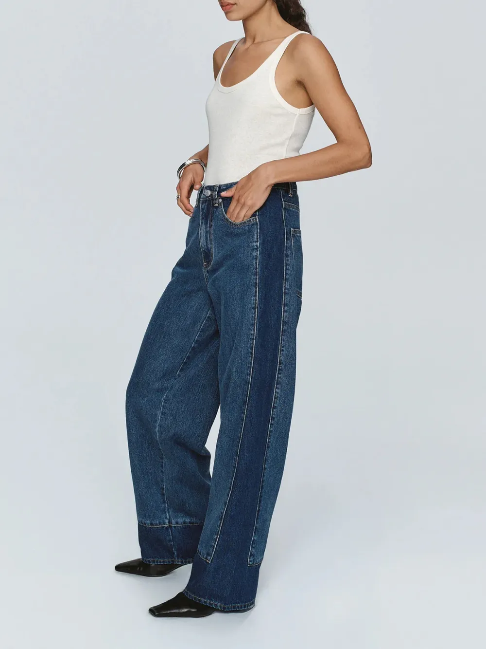 Casual Style Wide Leg Jeans Indigo