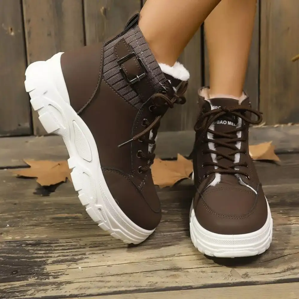 Plush Lining Lace Up Boots