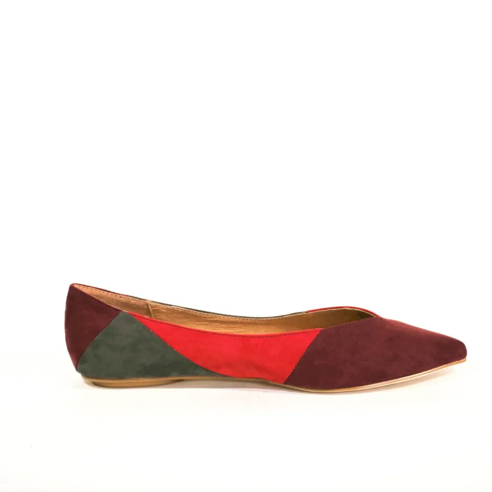 Patchwork Point Toe Ballet Flats