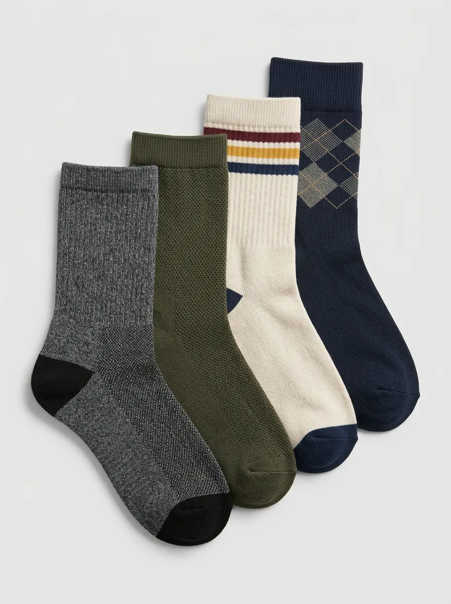 Everyday Argyle Striped Classic Look Men's Four Pair Socks