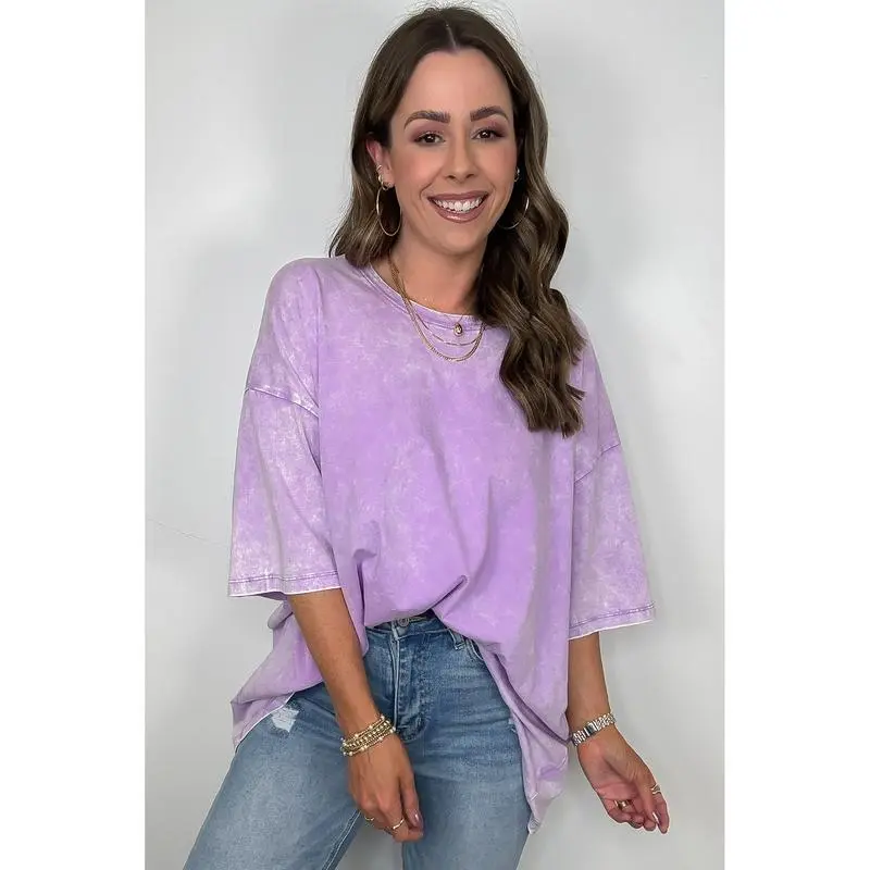 6PACK-Mineral Wash Oversized Top - BACK IN STOCK