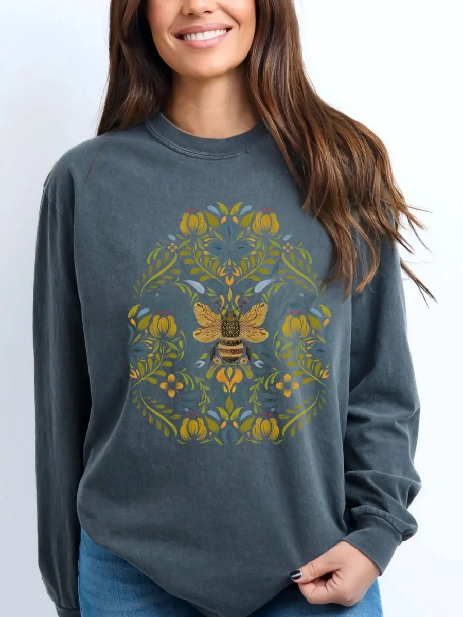 Bee and Floral Print T-Shirt