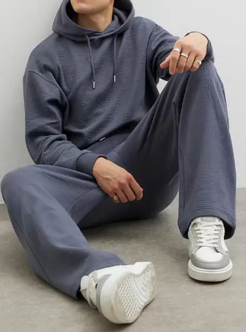 Men's Grey Textured Sweatshirt