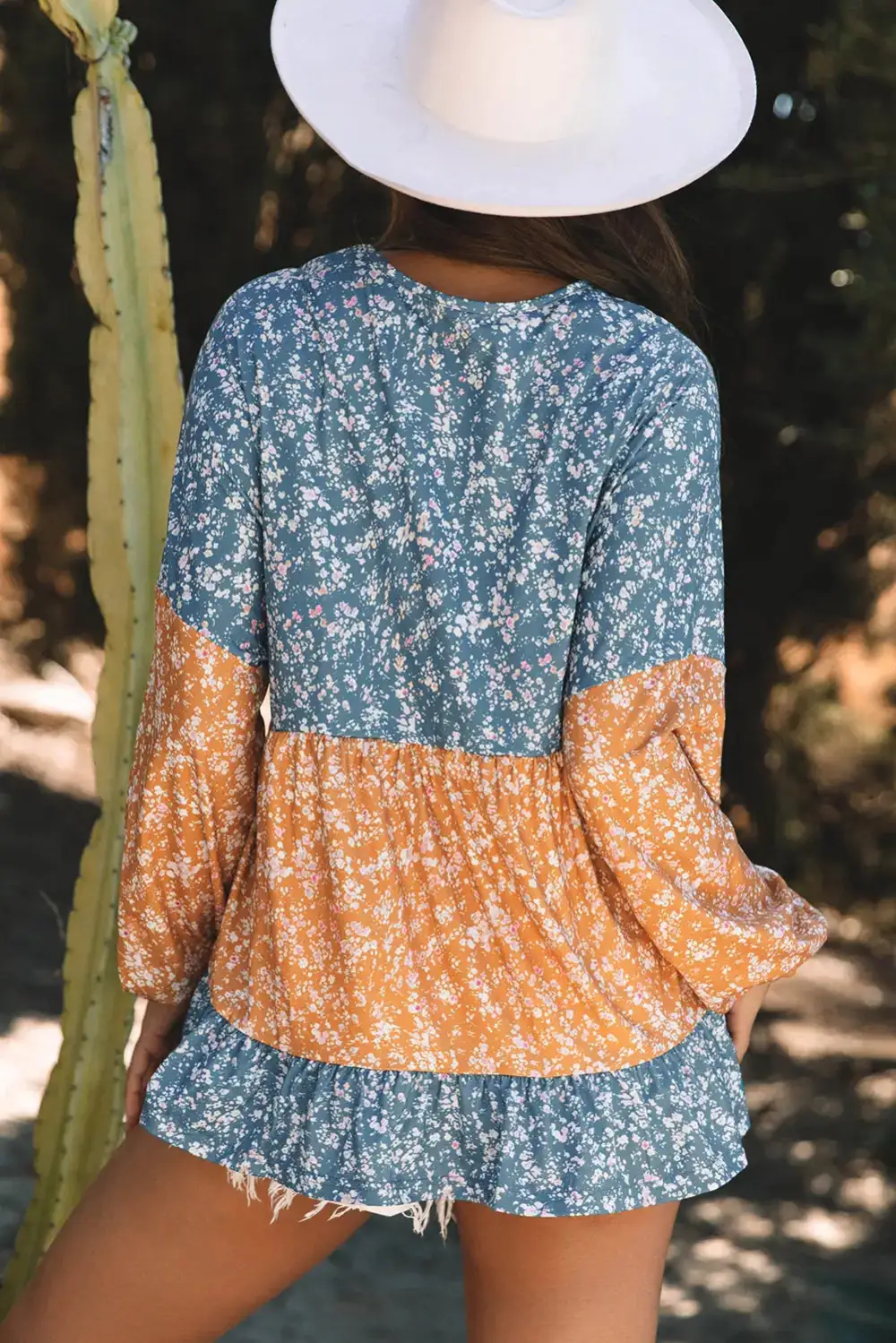 Floral Ruffled Hem Detail Blouse