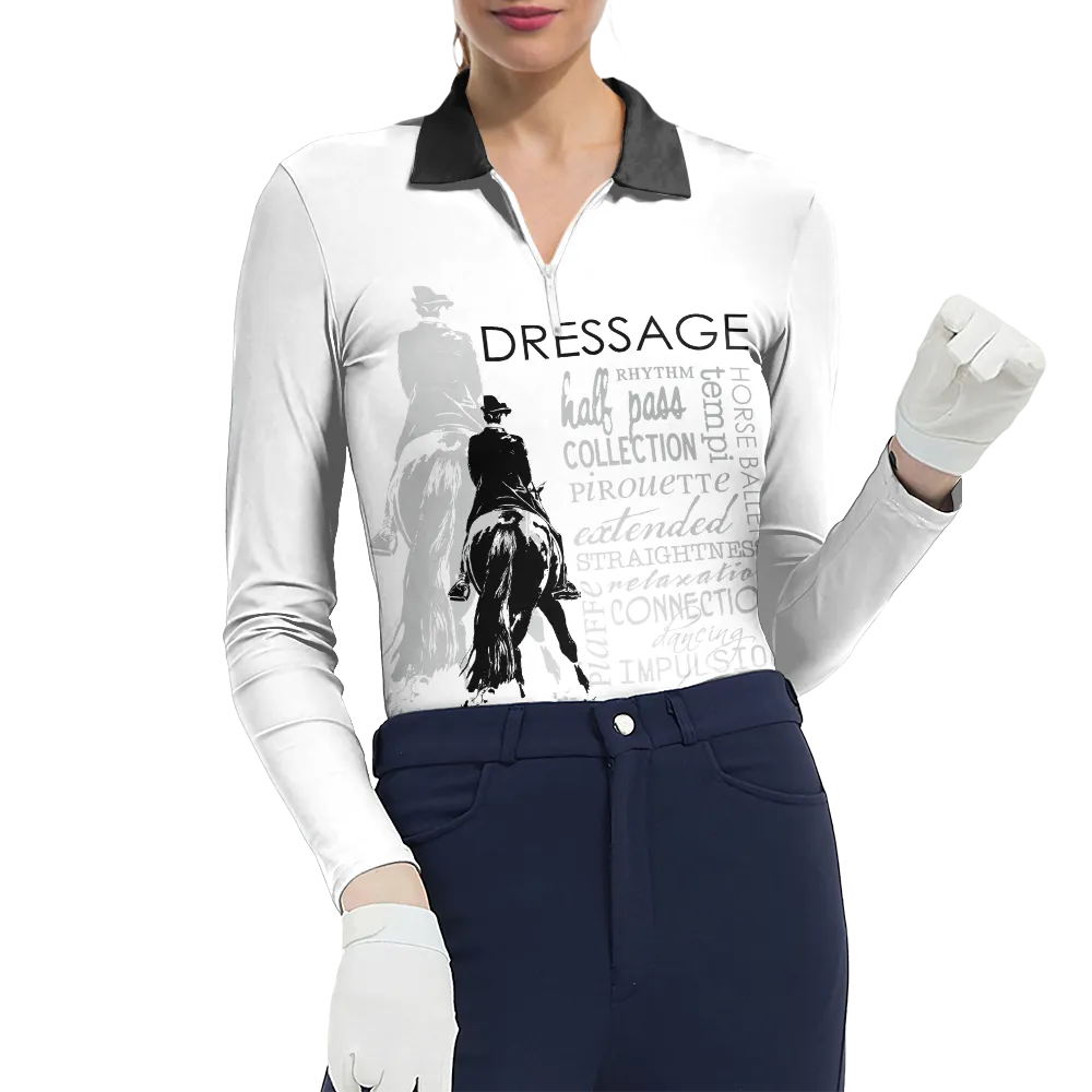 Women's Riding Style Dressage Print Long Sleeve Casual Lapel Shirt