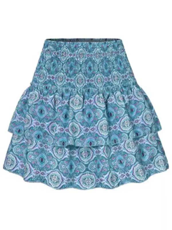 Pleated Ruffle Trim Skirt