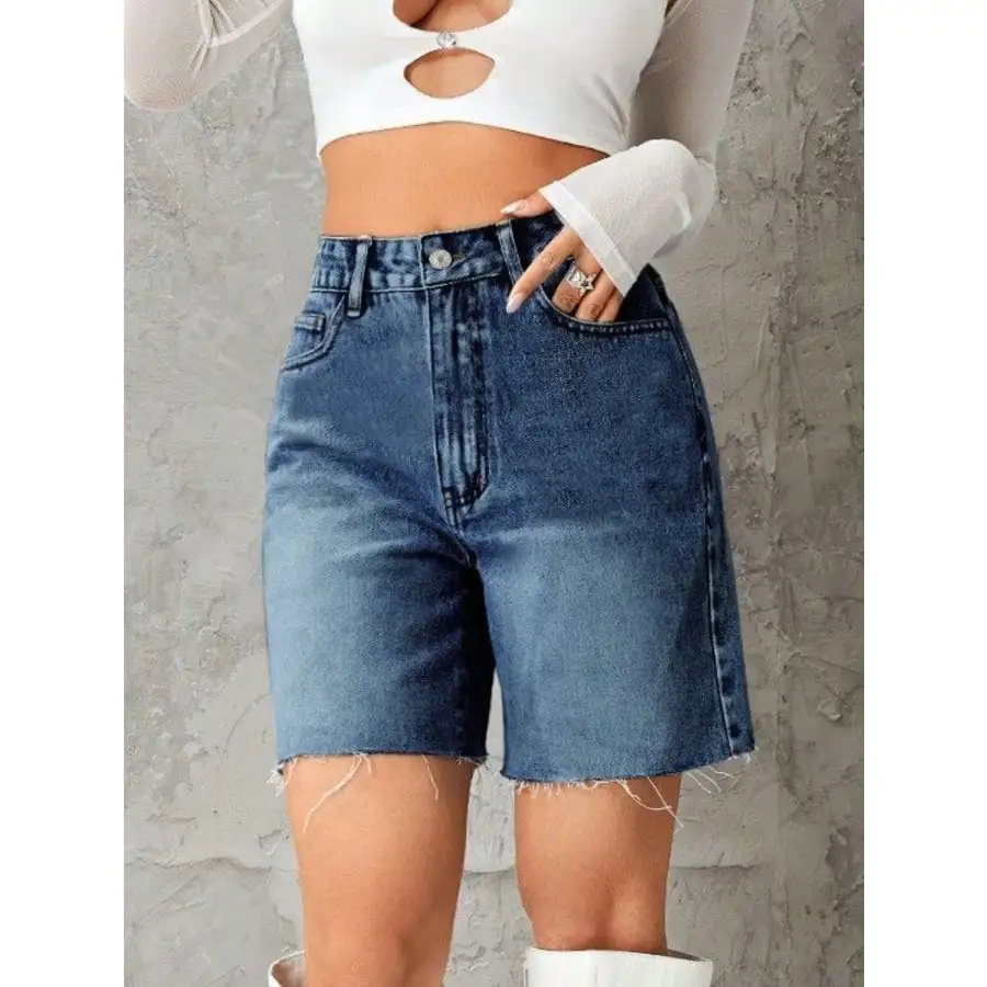 Frayed Hem Denim Shorts