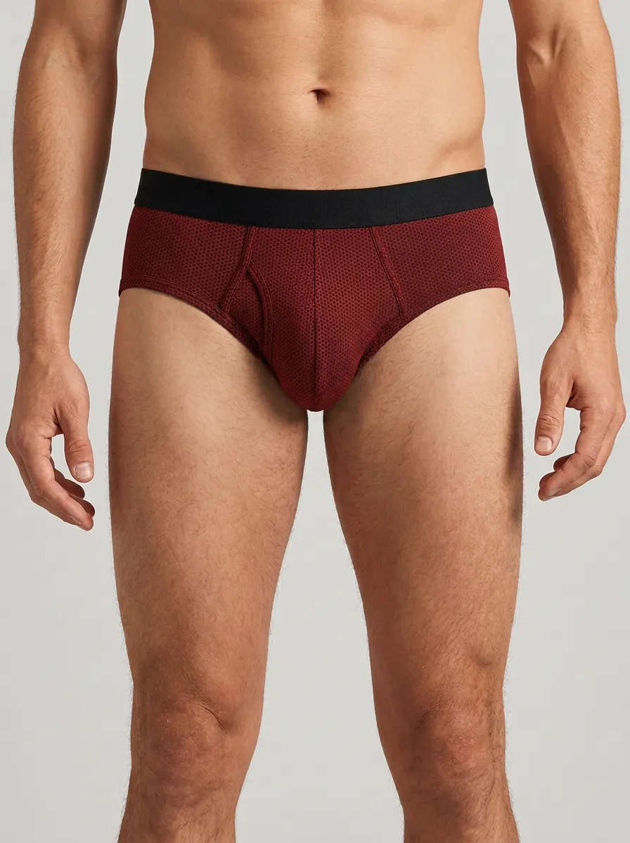 Men's Geometric Honeycomb Pattern Printed Briefs