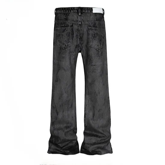 High-Street Dark Glitter Flared Denim