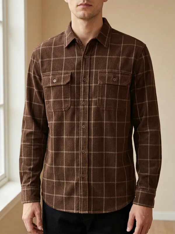 Relaxed Detail Plaid Long-Sleeve Men's Long-Sleeve Shirt