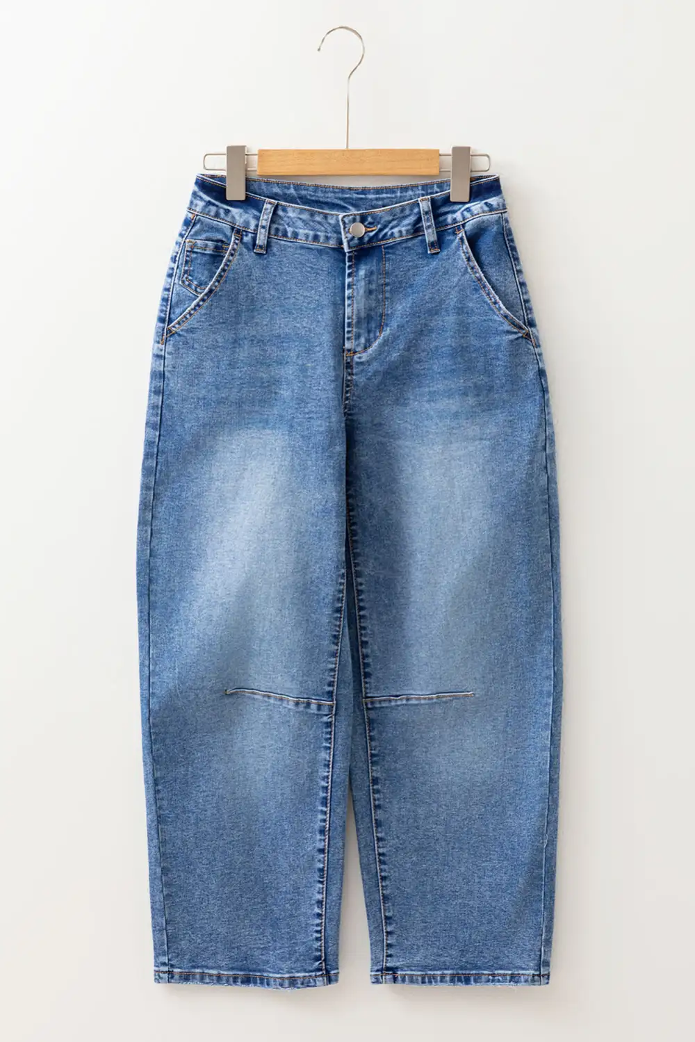 Seam Detail Ankle Length Barrel Jeans