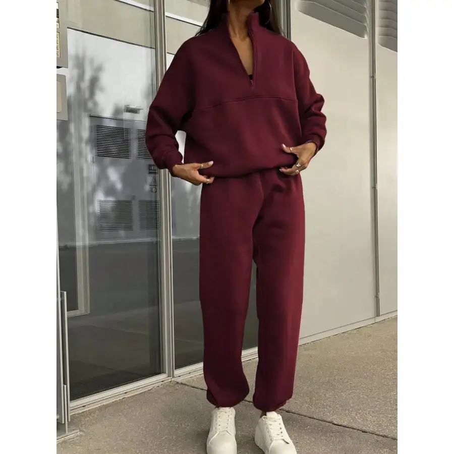 Classic Half Zip Sweatshirt and Pants Set