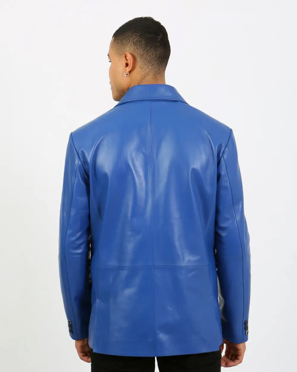 Versatile Classic Notched Lapel Leather Blazer