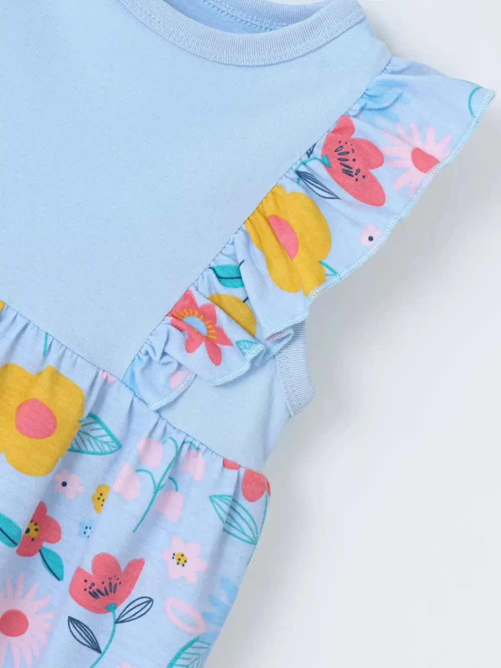 Girls Ruffled Floral Print Dress