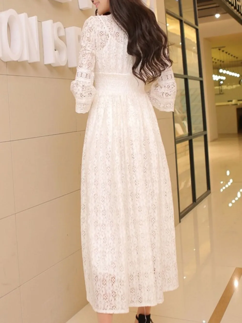 Comfort Fit Lace Midi Dress