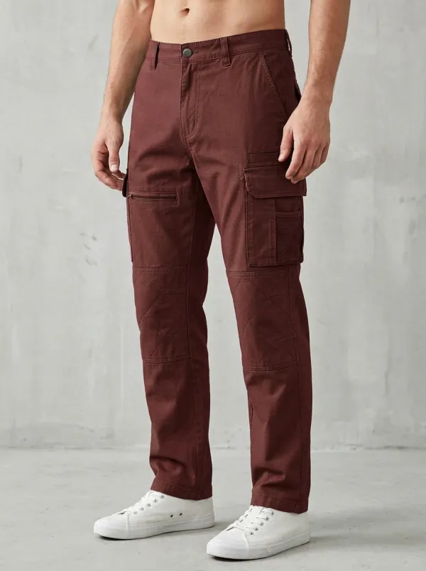 Men's Tactical Olive Quilted Knee Multi-Pocket Cargo Pants