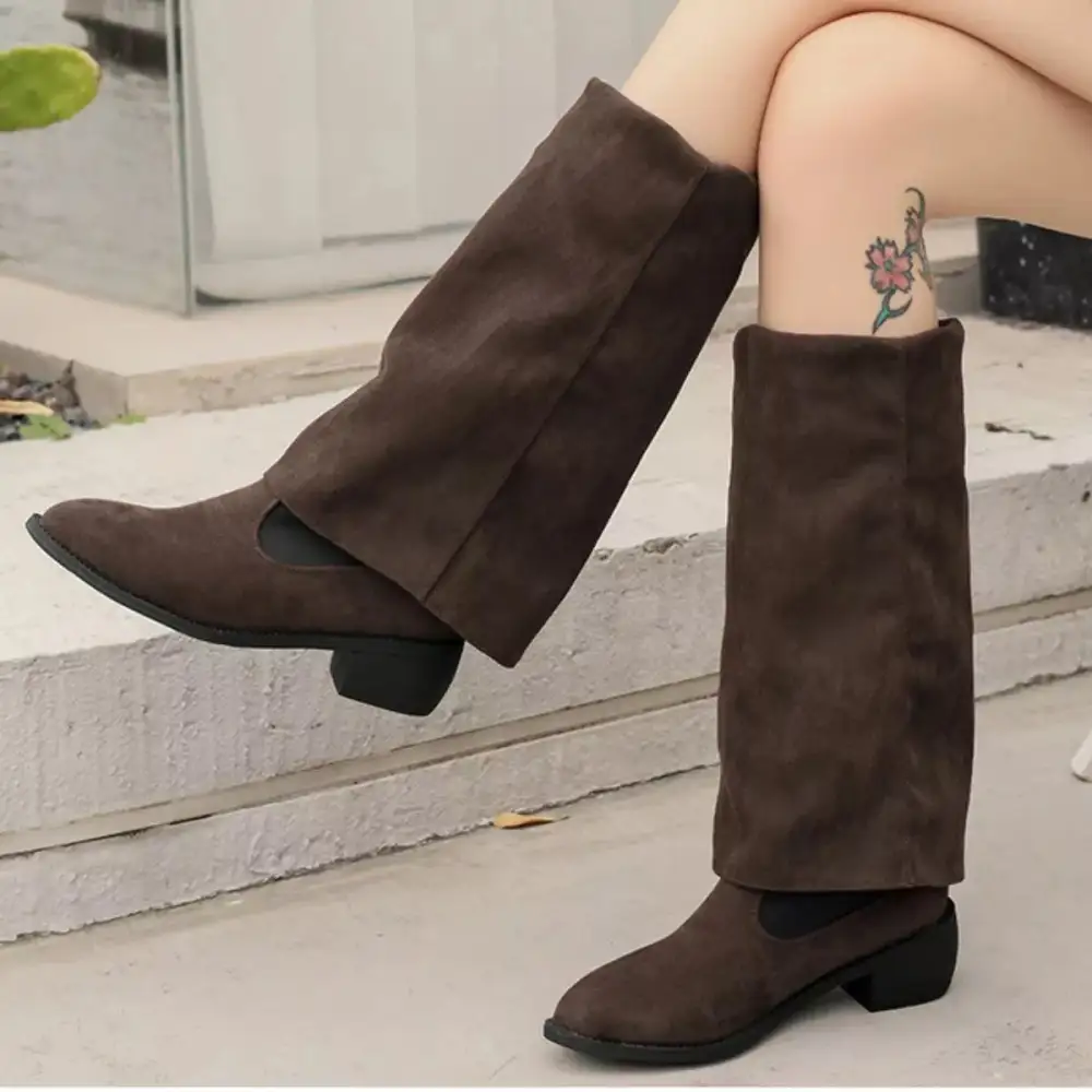 Point Toe Block Heels Boots