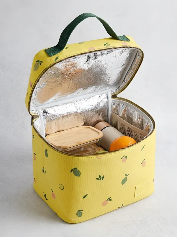 Fruit Lover Lemon Pattern Printed Insulated Lunch Bag