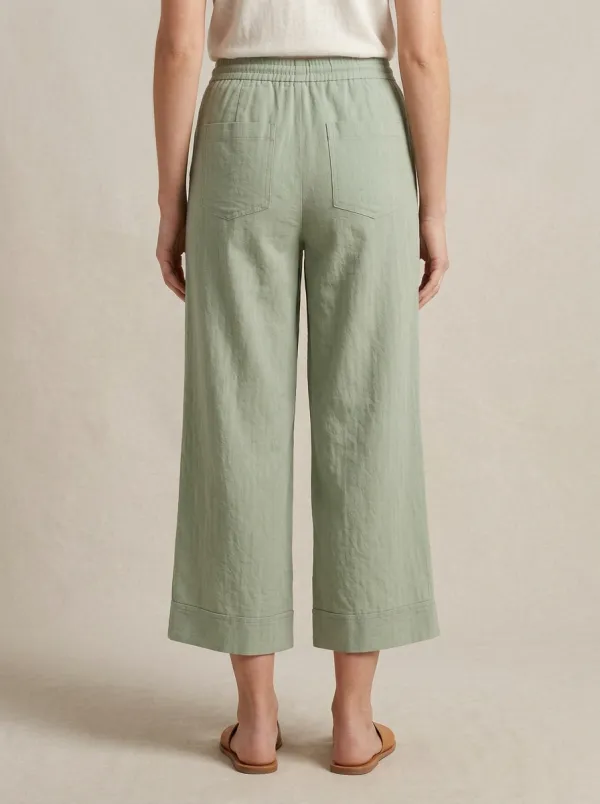 Comfort Drawstring Waist Wide Leg Set Women's Cropped Pants