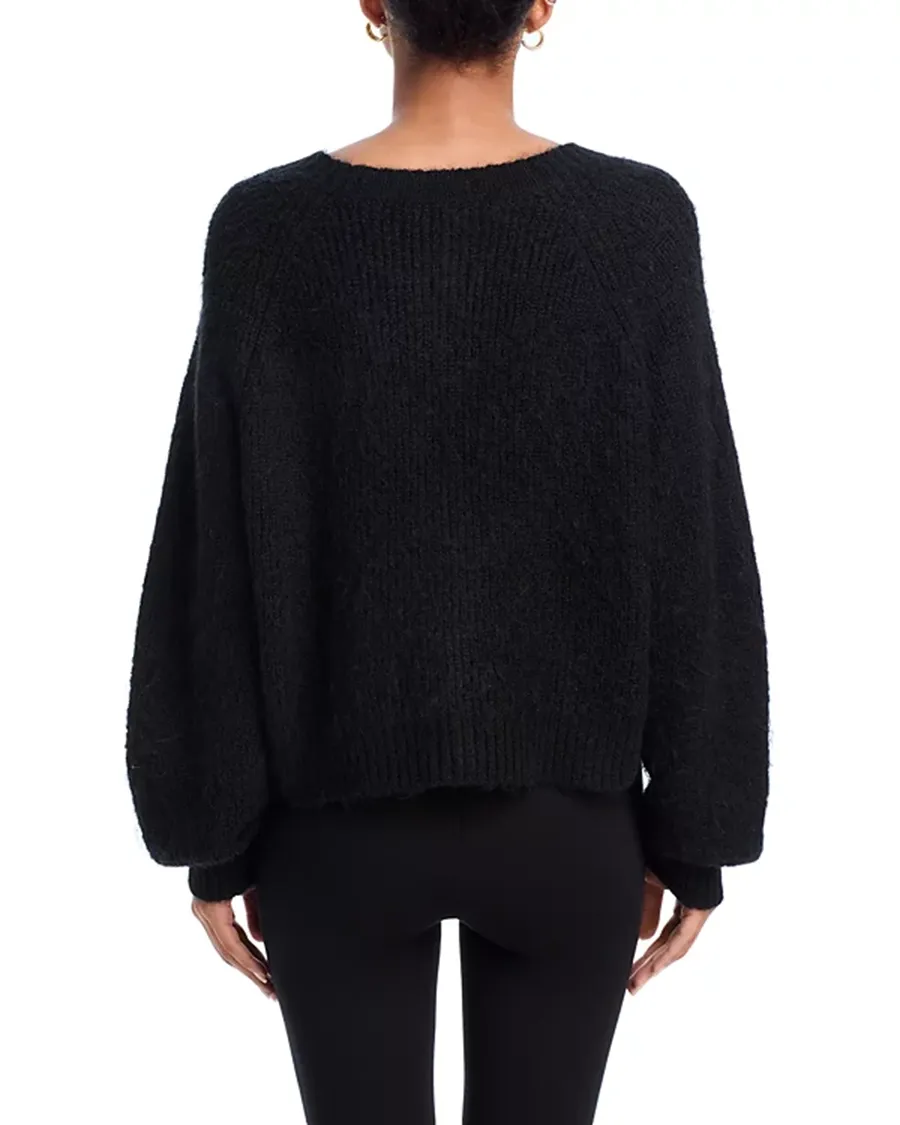 Drop Shoulders Crewneck Button Front Cardigan