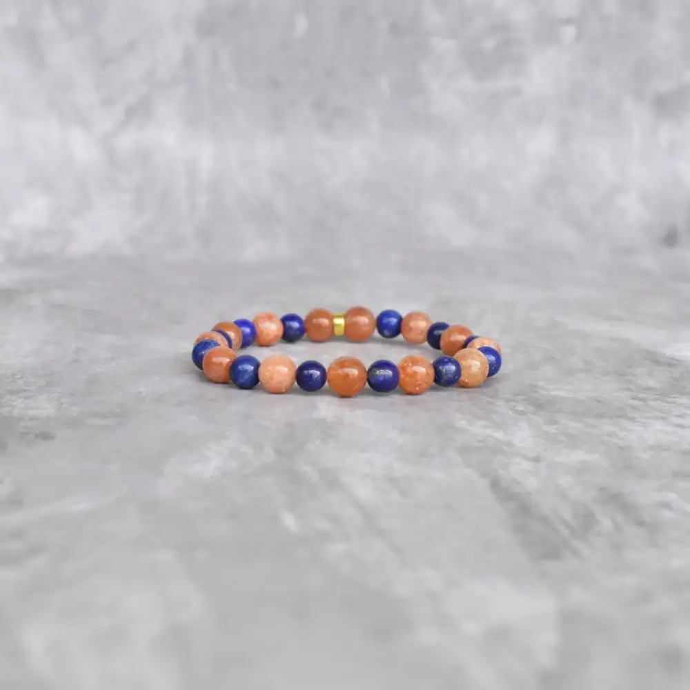 Sunstone Lapis Lazuli Bead Bracelet