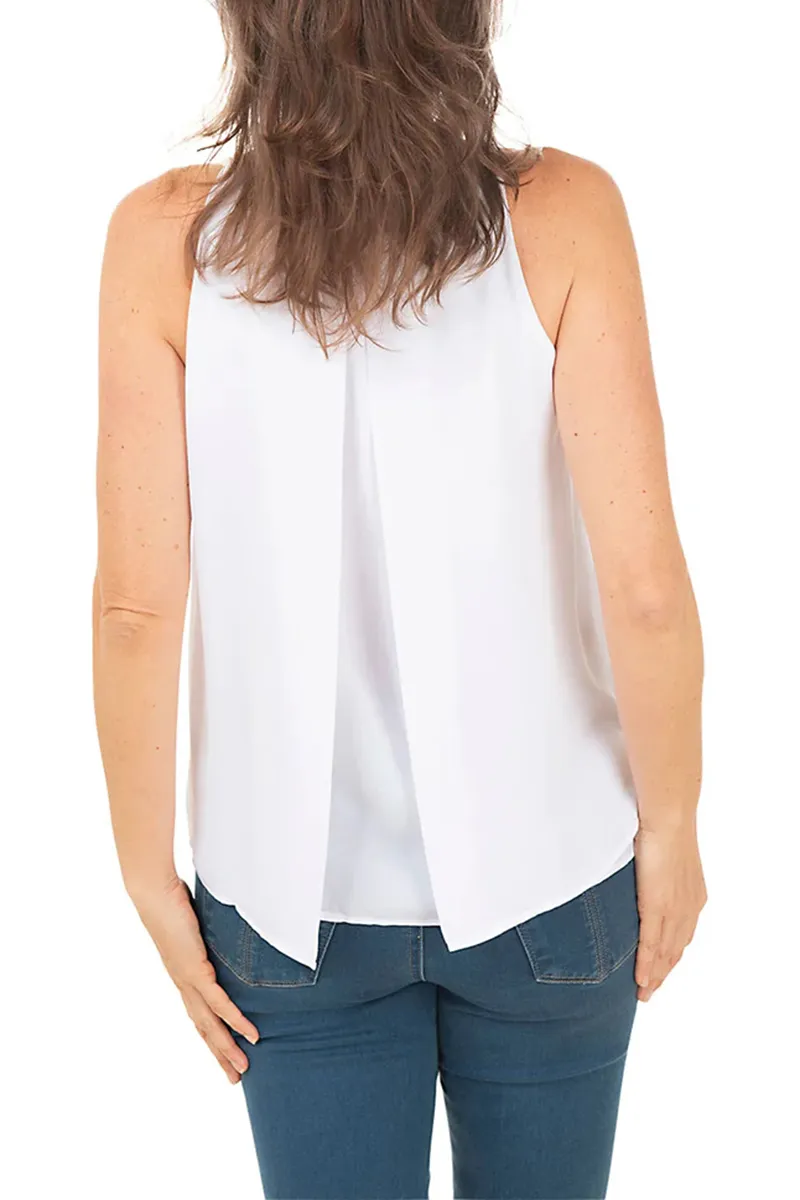 Petite Draped Overlay Sleeveless Blouse