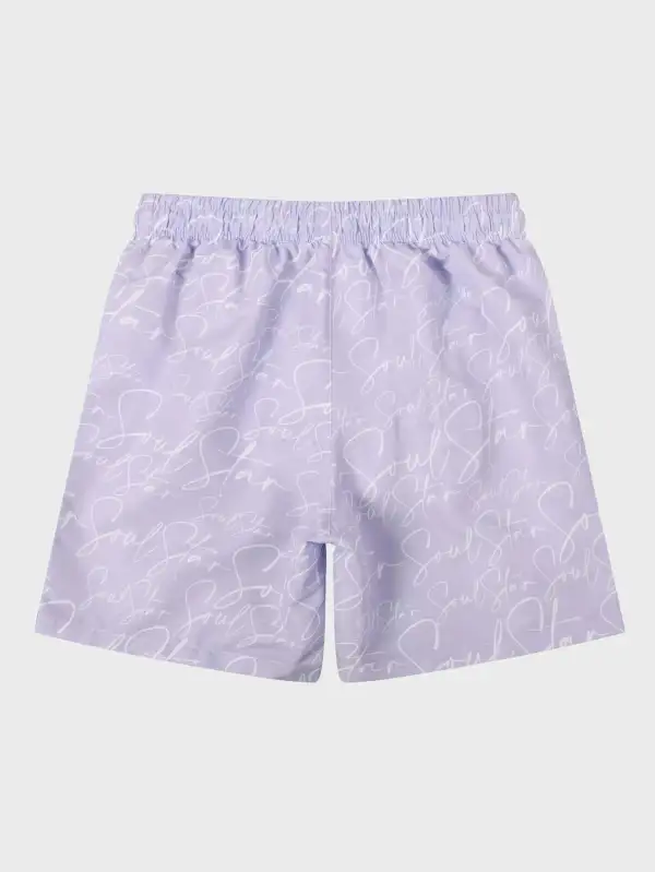 Men's Letter Print Drawstring Beach Shorts
