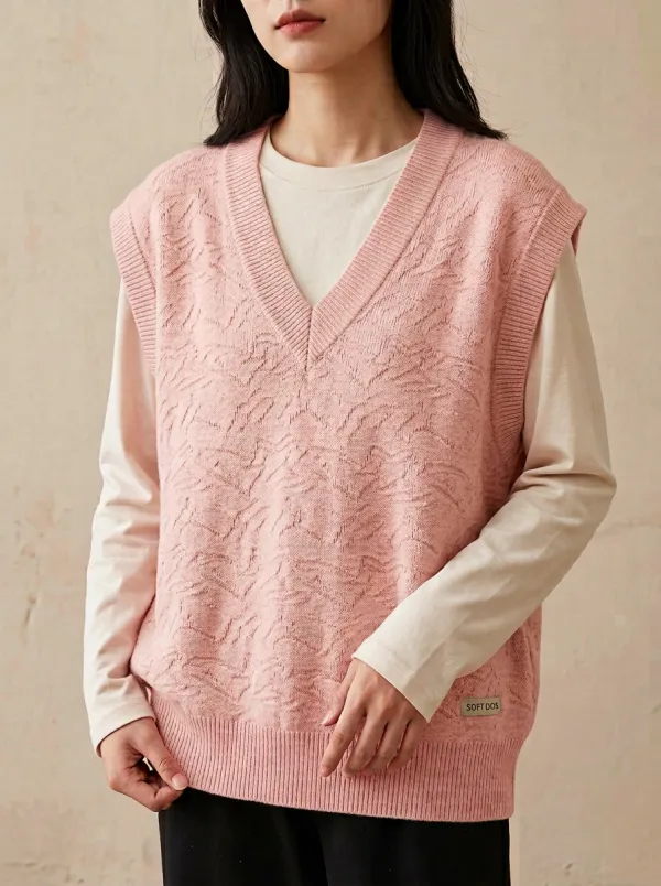 Textured Leaf Sweater Vest