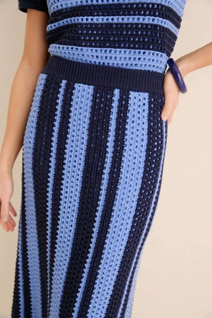 Refined Refined Knit Striped Midi Skirt