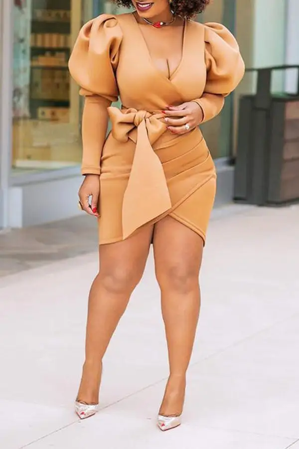Modern V Neck Strappy Mini Dresses