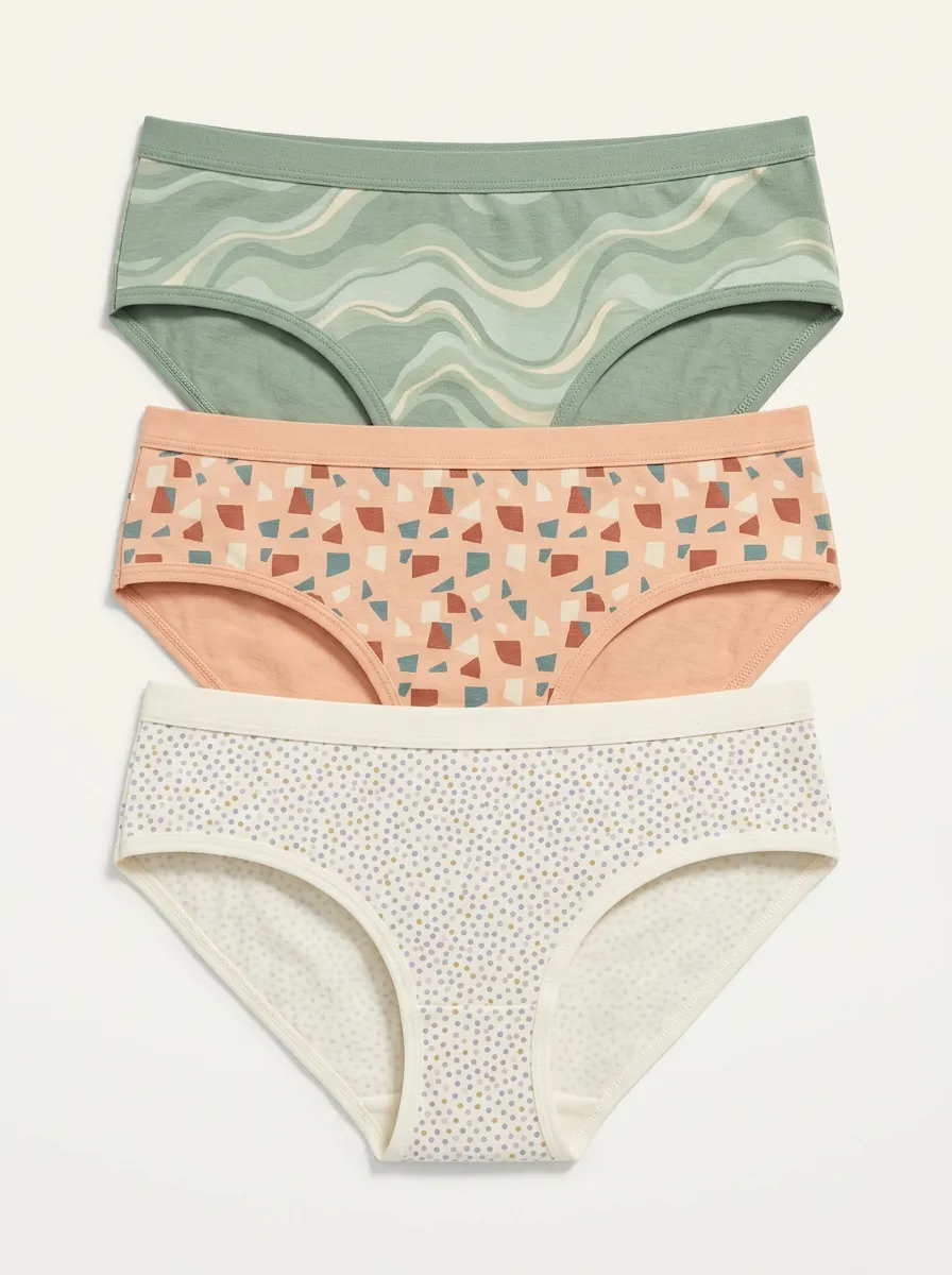 Women's Boho Abstract Geometric Polka Dot Print 3-Pack Panties