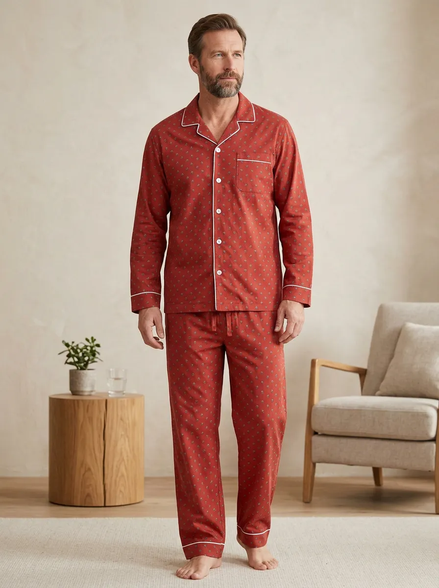 Relaxed Pattern Classic Men's Pajama Set