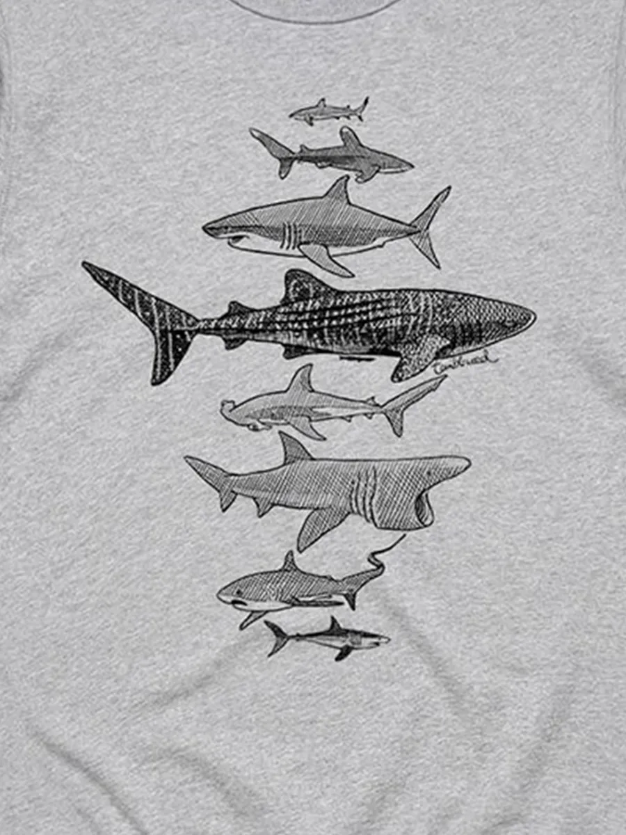 Simple shark pattern versatile casual sports shirt