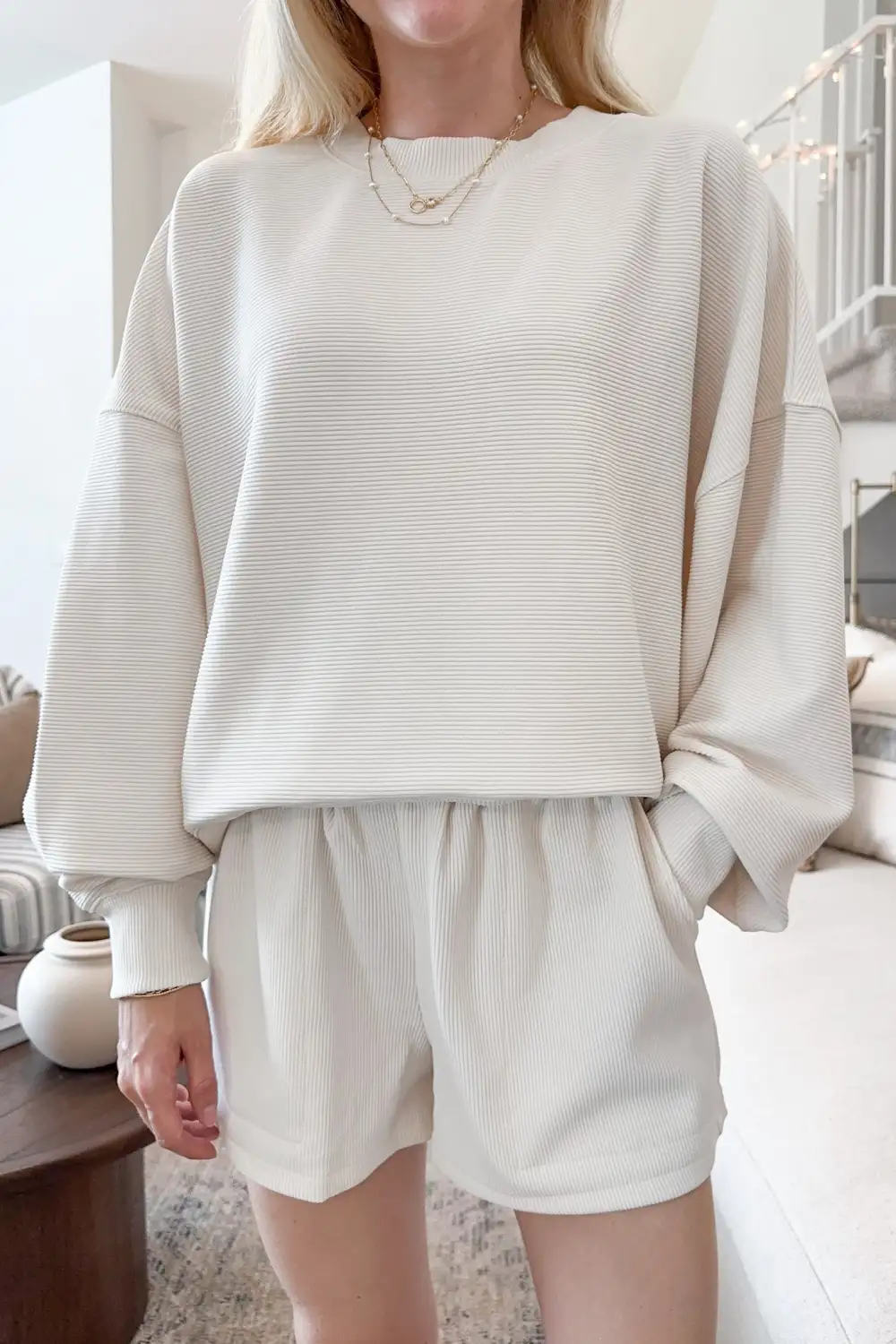Structured Soft Ribbed Shorts