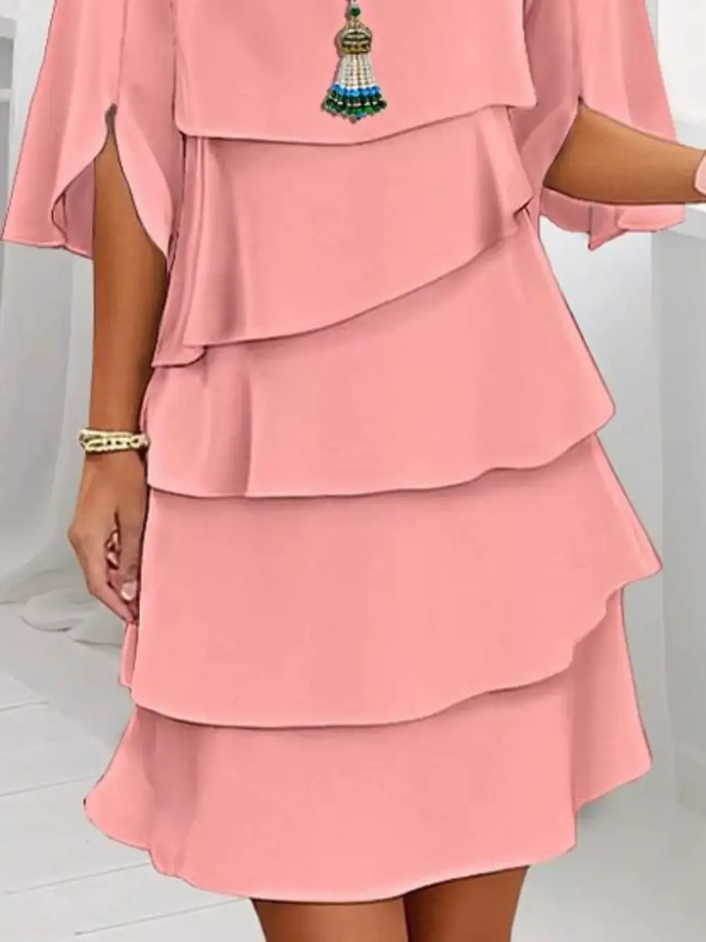 Ruffle Flutter Sleeve Midi Dress