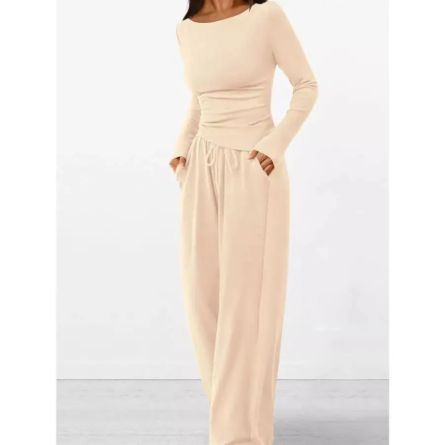 Everyday Long Sleeve Top and Wide Leg Pants Set
